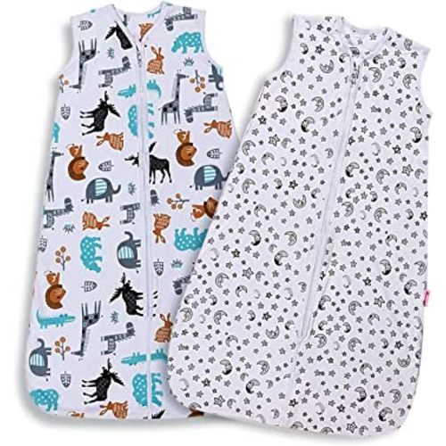 Lictin Baby Sleep Sack 0.5 Tog - 2 Pack Baby Wearable Blanket, Baby Swaddle 3-18 Months, Sleeveless Summer Baby Sleeping Bag with Adjustable Length and 2-Way Zipper