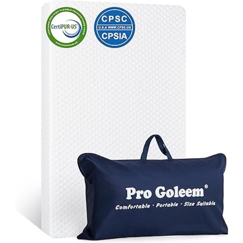 Pro Goleem Pack and Play Mattress (38"x26"), Waterproof Pack n Play Mattress Pad with Carry Bag, Soft Playard Mattress for Babies and Toddlers