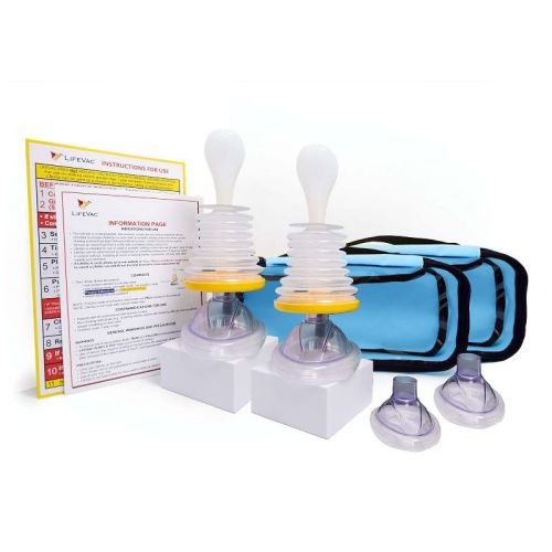 LifeVac Blue Travel Kit 2 Pack - Portable Suction Rescue Device, First Aid Kit for Kids and Adults, Portable Airway Suction for Children and Adults