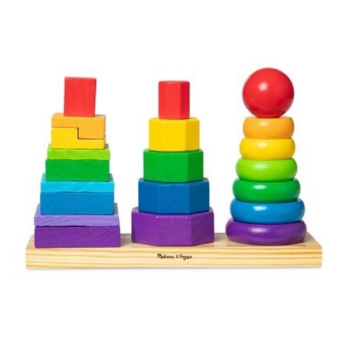 Melissa & Doug Geometric Stacker - Wooden Educational Toy