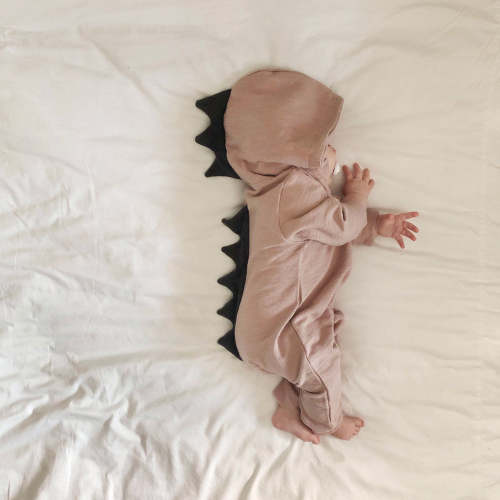 Baby Dinosaur Hooded Jumpsuit - Pink