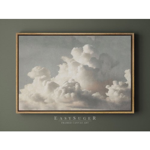 Easysuger Cloudy Sky Framed Canvas Art Vintage Wall Art With Hanging Kit - Etsy