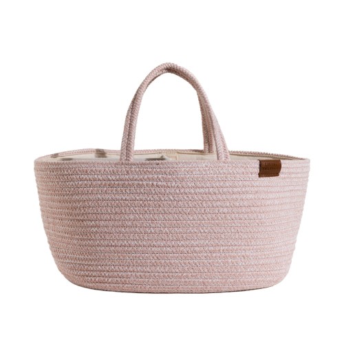 Living Textiles Cotton Rope Storage Caddy With Divider Pink