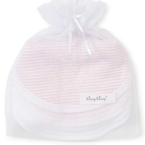 Pink Stripe 3 Pack Bib Set w/ Tulle Bag