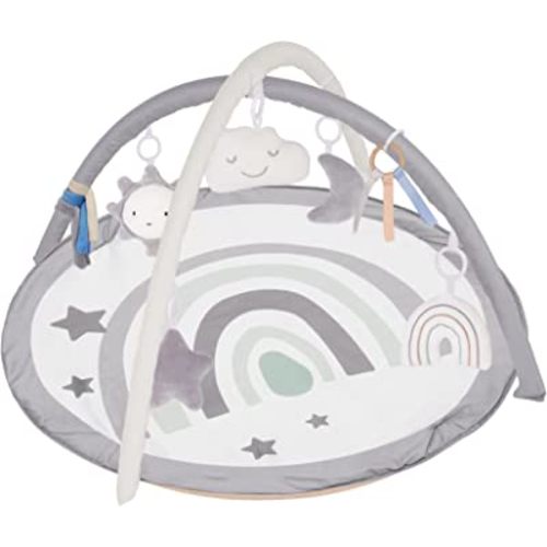 little dove Baby Gym and Infant Play Mat Rainbow Design for Newborn Stage-Based Developmental Activity Gym for Babies to Toddlers with 7 Toys Infant Mirror Tummy Time Mat Neutral Grey
