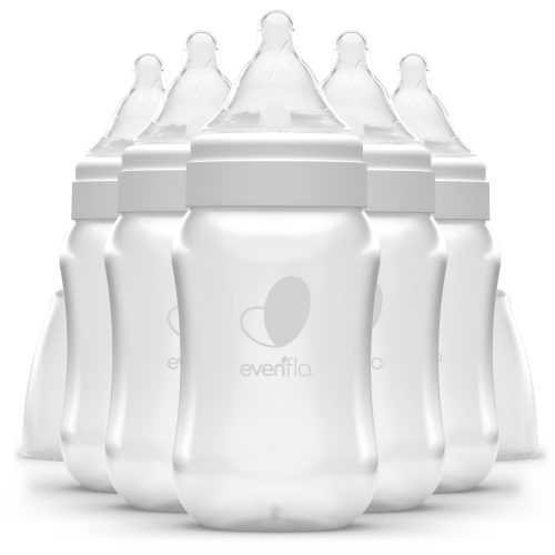 Evenflo Balance + Wide Neck Natural Multi-Pack Set, BPA-Free Plastic Baby Bottles, 9oz, Clear, 6ct