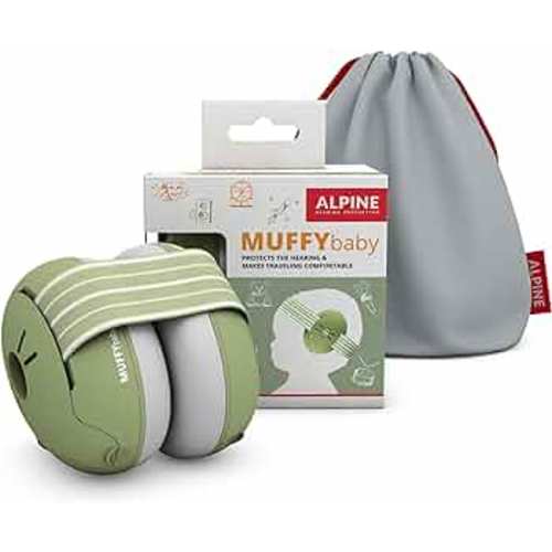 Alpine Muffy Baby Ear Protection for Babies and Toddlers up to 36 Months - CE & ANSI Certified - Noise Reduction Earmuffs - Comfortable Baby Headphones Against Hearing Damage & Improves Sleep - Green