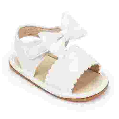 Meckior Cute Newborn Baby Girls Soft Walking Sandals, Rubber Sole Infant Flats with Bowknot for First Walker 0-18 Months