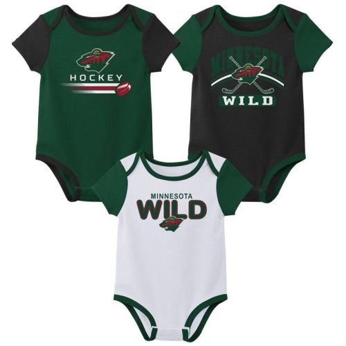 Nhl Minnesota Wild Boys' 3pk Bodysuit - 6-9m