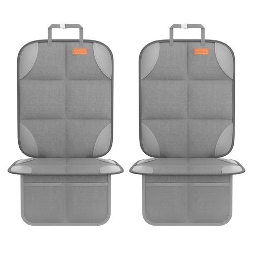 Car Seat Protector, Large Auto Protector for Child Seats with Thickest Padding and Non-Slip Backing Mesh Pockets for SUV, Sedan, Truck, Leather and Fabric - Black