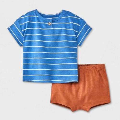 Baby Boys' Striped Top & Bottom Set - Cat & Jack™, Color: Blue, Size: 3-6M