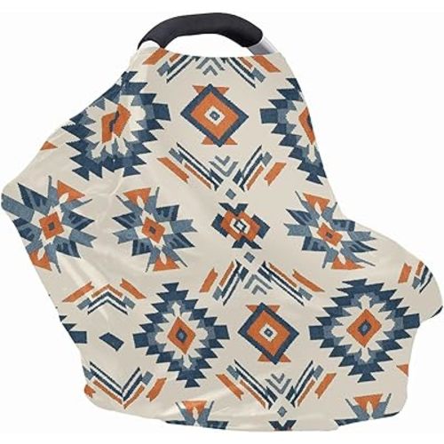 Aztec Baby Car Seat Covers Privacy Breathable Breastfeeding Cover Western Stretchy Carseat Canopy Boys Girls Nursing Cover Infant Shower Gift Beige