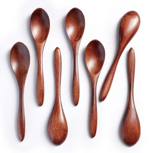 Hefild 7 Pcs Small Wooden Spoons, 5.8 inch Honey Spoons for Tea, Hardwood Wooden Honey Teaspoon for Coffee, Little Tiny Wood Spoons, Bamboo Table Spoon for Stirring, Wooden Spoons for Utensils Set