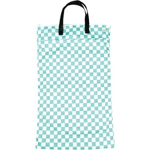 wegreeco Reusable Hanging Wet Dry Cloth Diaper Bag (Checkerboard Mint Green)