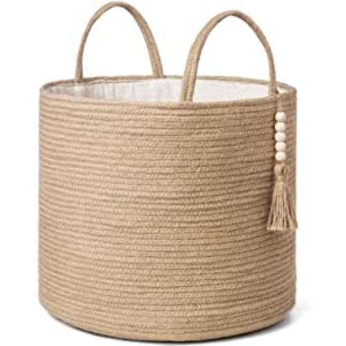 Natural Rope Basket Wooden Bead Decoration