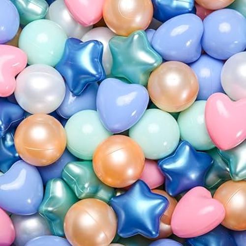 GOGOSO Star Ball Pit Balls for Ball Pit, Crush-Proof BPA Free Colorful Play Plastic Balls for Kids Toddler Christmas Party Decor Giant Friendship Bracelet Banner