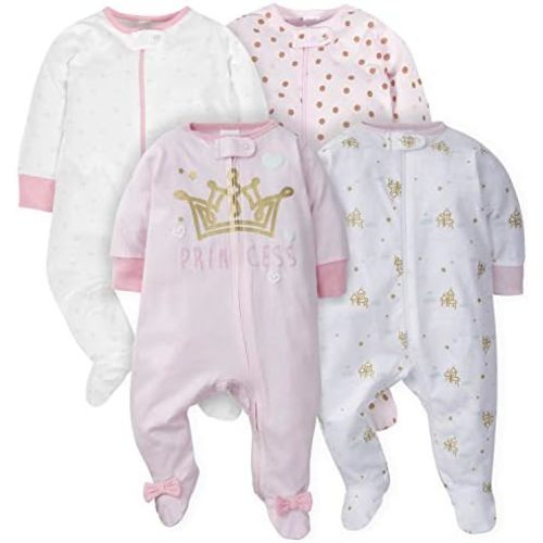 Gerber Baby Girls' 4 Pack Sleep 'N Play Footie