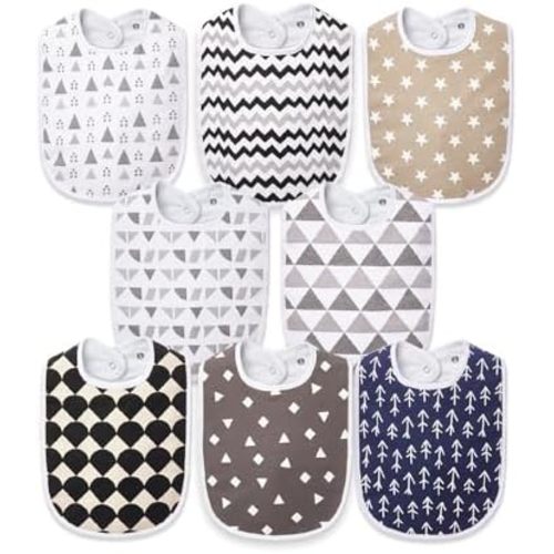 Lilian&Gema Baby Bibs 8 Pack Baby Drool Bibs for Unisex Boys Girls,Soft Cotton Bibs for Teething and Drooling Newborn