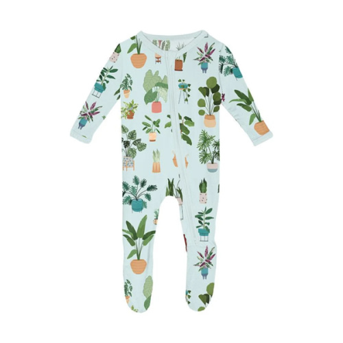 Print Footie with 2 Way Zipper - Fresh Air House Plants by Kickee Pant – Pacifier Kids Boutique