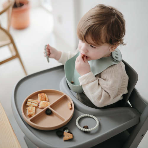 Mushie Silicone Suction Plate - Stone – oh baby!