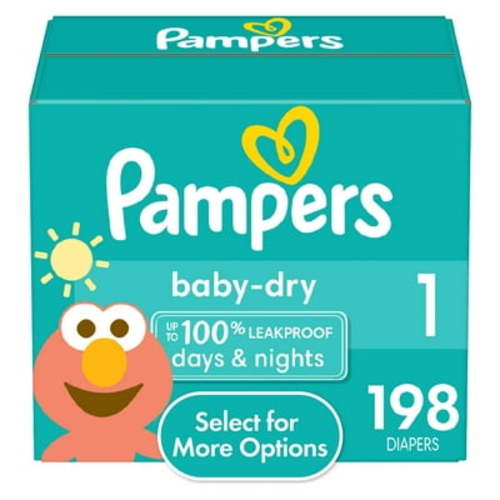 Pampers Baby Dry Baby Diapers Size 1, 198 Count (Select for More Options)