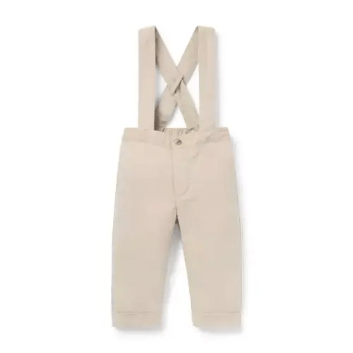 Baby Classic Tan Baby Linen-Cotton Suspender Pant by Janie and Jack