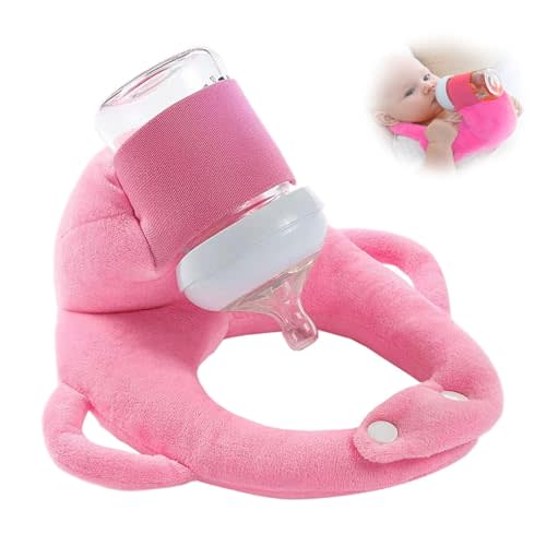 Miocololy Baby Bottle Holder,Self Feeding Support Pad for Hands Free Bottle Feeding,Drying Rack Bottle (Pink)