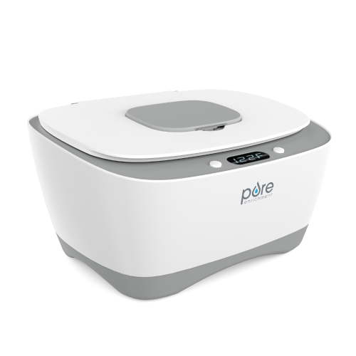 PureBaby Baby Wipe Warmer with Digital Display - Easy-Feed Dispenser with 3 Heat Settings, LCD Display, 80 Wipe Capacity, Naturally Steam Heated