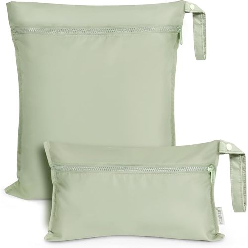 haakaa Waterproof Wet Bags for Baby Wet Dry Bags for Cloth Diaper, Swimsuit & Travel, 2pcs, Grass