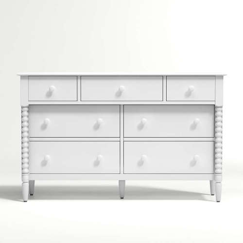 Jenny Lind White Wood Wide 7-Drawer Kids Dresser