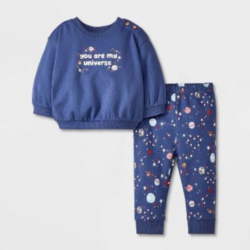Baby Girls' Universe Fleece Set - Cat & Jack™ Blue Newborn