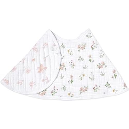 aden + anais Essentials Baby Burpy Baby Bib, 100% Cotton Muslin, Soft Absorbent 4 Layers, Multi-Use Burp Cloth and Bib, 22.5” X 11”, Single, Country Floral