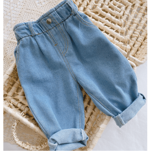 Boho Casual Denim Pants – The Boho Bebe, Size 6-12 months, Color Blue