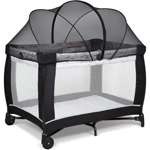 Beberoad Love Pack and Play Cover Playpen Mosquito Net Cover to Keep Cats Out Breathable Net Cover with 2-Way Zipper (Black)