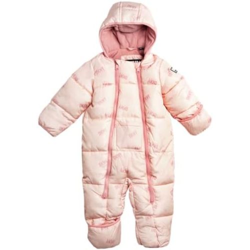 DKNY Baby Girls' Snowsuit - Fleece Lined Hooded Winter Pram - Outerwear Snow Coat for Toddlers & Babies (Infant Sizes: 0-24M)