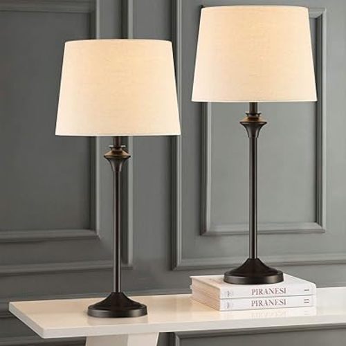 Maxax Table Lamps Set of 2 for Living Room, Buffet Lamps Black Nightstand Lamps with Fabric Shade 26" Bedside Desk Lamps for Bedroom, Living Room, Office, Kids Room