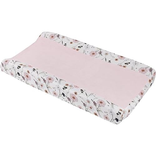 NoJo Keep Blooming Pink, White, Purple and Gold Floral Super Soft Changing Pad Cover
