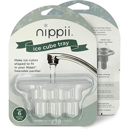Ice Cube Tray for Freezable Teether Pacifier - BPA Free Silicone Ice Cube Trays for Freezer - Designed to Fit Nippii Teething Pacifier - Ideal for Baby Teething Relief - Makes 6 Small Ice Cubes