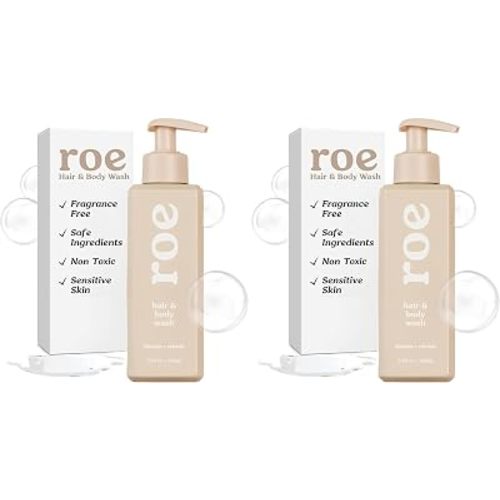 Roe Wellness- Toddler & Baby Body Wash & Shampoo Moisturizing Clean Ingredients | Suitable for Sensitive Skin, Fragrance-Free, Natural Vanilla Scent, Fresh Cleaning | 9.4 fl oz. (Pack of 2)