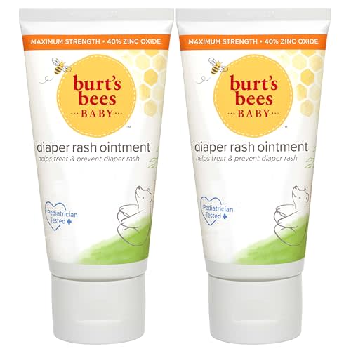 Burt's Bees Baby Diaper Rash Ointment, Maximum Strength, 40% Zinc Oxide, 100% Natural Origin, Pediatrician Tested, Net Weight 3 Ounces , Pack of 2