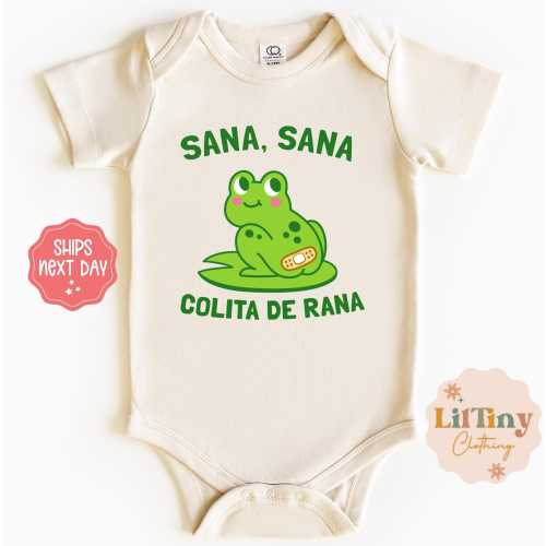 Sana Sana Colita De Rana Baby Onesie® | Spanish Latin Baby Onesie® | Unisex Baby Onesie® | Funny Onesie® | Baby Gift | Frog Baby Onesie®