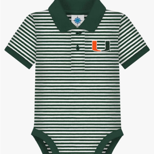Creative Knitwear College Baby Striped Polo Bodysuit - Team Logo, Multiple Colors, for Boys & Girls (0-12 Months)