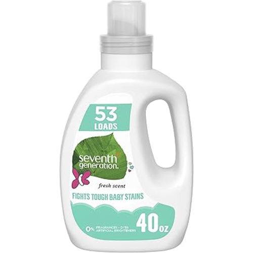 Seventh Generation Concentrated Baby Laundry Detergent, Stain Fighting Formula, Fresh Scent, 40 oz (53 Loads)