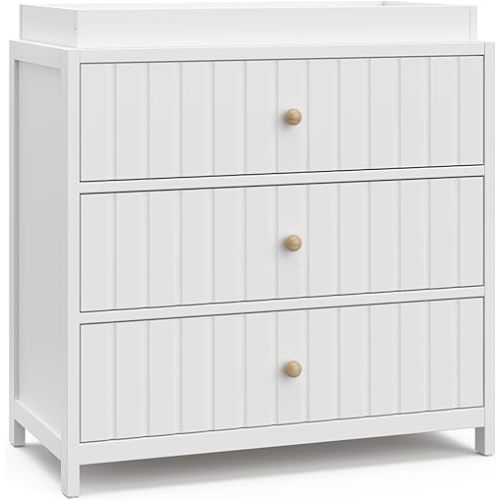 Graco Teddi 3 Drawer Chest with Changing Table Topper (White) – GREENGUARD Gold Certified, Interlocking Drawer System, Pre-Installed Drawer Tracks for Easier Assembly