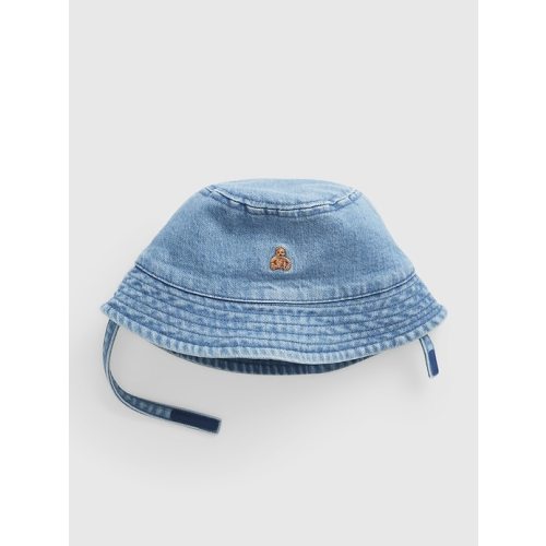 Baby Organic Denim Bucket Hat in washed denim blue