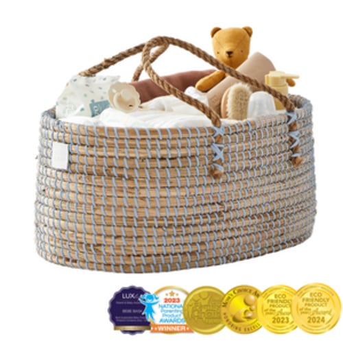 Baby Diaper Caddy Organizer "LILY" Handmade & Natural by BEBE BASK® – BEBE BASK