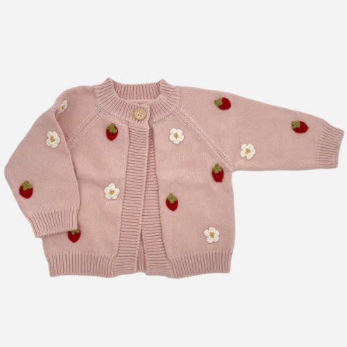 Cotton Strawberry Flower Cardigan, Blush – The Blueberry Hill - XS