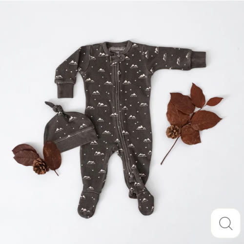 Organic Cozy 2-Way Zipper Footie in Bark Mountains