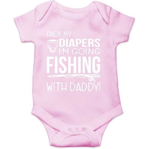 AW Fashions Pack My Diapers, I'm Going Fishing With Daddy Baby Bodysuit Newborn Boy Outfits Cute Romper