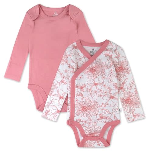 HonestBaby Baby Long Sleeve One-Piece 100% Organic Cotton Bodysuits, Multipack